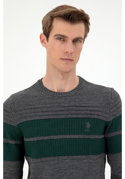 U.S. Polo Assn. Erkek Slim Fit Bisiklet Yaka Antrasit Melanj Kazak 50293041-VR081 U.S. Polo Assn. Erkek Slim Fit Bisiklet Yaka Antrasit Melanj Kazak 50293041-VR081