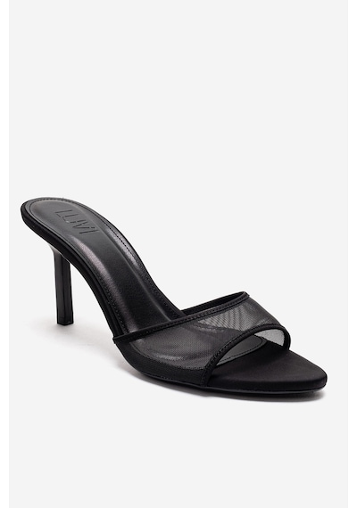 Luvishoes Monroe Siyah File Detaylı Kadın İnce Topuklu Terlik
