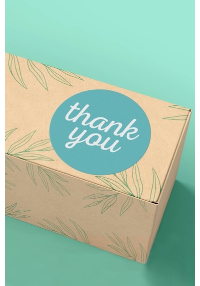 Turkuaz Thank You Hediye Kargo Paketleme Sticker 3x3cm St2127 Çok Renkli