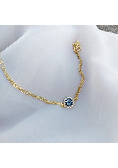 Vaoov 925 Ayar Gümüş Gold Nazar Bileklik
