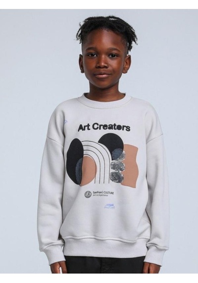 Jack Lions Erkek Çocuk Art Creators Yazılı İnce Şardonlu 2 İplik Sweatshirt-14256 Gri