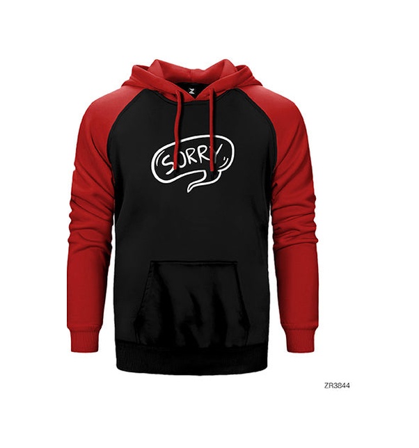 Sorry Kırmızı Renk Reglan Kol Sweatshirt / Hoodie