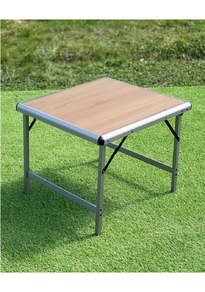 Campout Katlanır Kamp Masası Küçük - Ahşap Desenli Gri