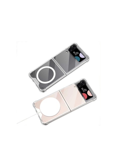 Galaxy Uyumlu Z Flip 3 Kılıf Wireless Şarj Özellikli Airbagli Zore Kıpta Anti Shock M-safe Kapak