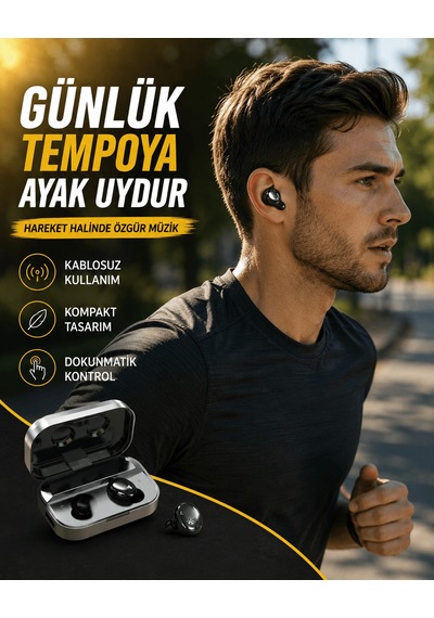 Led Ekranlı Kablosuz Kulaklık Gürültü Önleyici Mikrofon Ve Doku