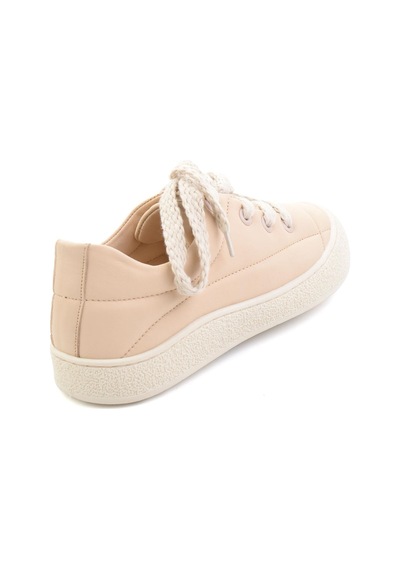 Bambi Bej Hakiki Deri Kadın Sneaker K01331780903