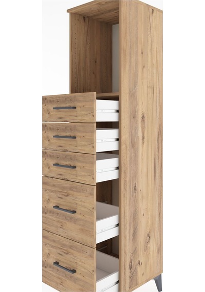Hyperion Dolap Tek Raflı 5 Çekmeceli 44x44x182 Çam-çam Çam