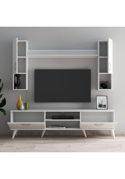 Mega 180 lik Kapaklı Raflı Tv Ünitesi Beyaz - TVU0201 Mega 180 lik Kapaklı Raflı Tv Ünitesi Beyaz - TVU0201