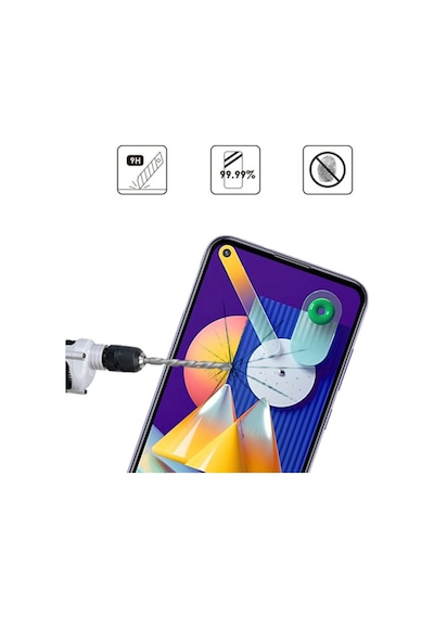 Samsung Uyumlu Galaxy M11 Full Glue Tempered Cam Ekran Koruyucu Siyah