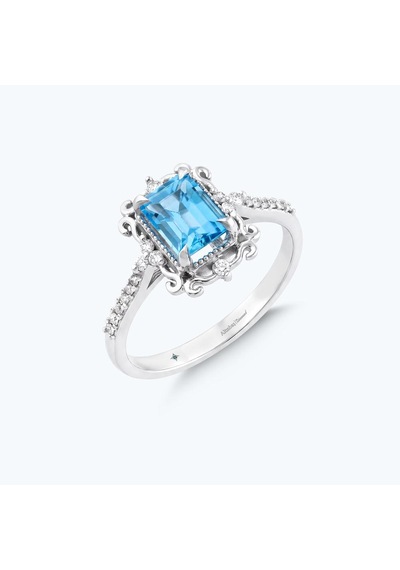Altınbaş Pırlanta Mavi Topaz Emerald Kesim Yüzük Pnf046bt-14k