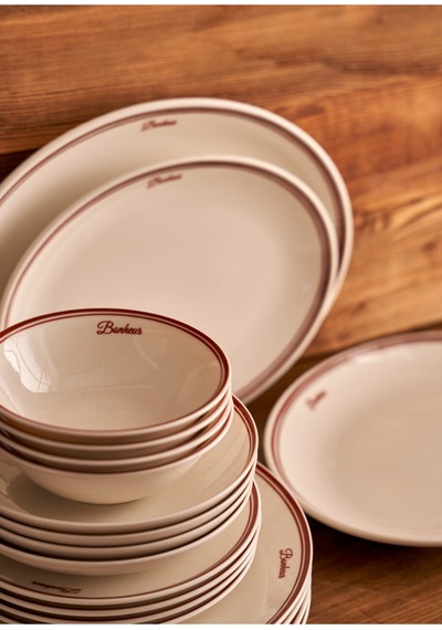 Bella Maison Bonheur Porselen 24 Parça 6 Kişilik Yemek Takımı Bordo Bordo