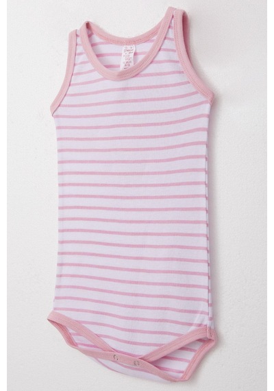 Breeze Kız Bebek Atlet Zıbın Body Çizgili 9 Ay-3 Yaş, Pembe Pembe
