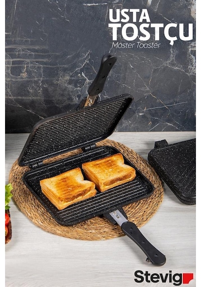 Stevig Usta Tostçu Granit Döküm Ocak Üstü El Tost Makinesi St-101