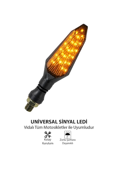 Motosiklet Led Sinyal Lambası Sarı Sinyal Işığı Vidalı Universal Montaj Dayanıklı Tasarım