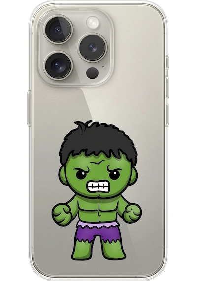 Apple Uyumlu iPhone 12 Pro Max Şeffaf Kılıf Chibi Hulk 3 Tasarımlı