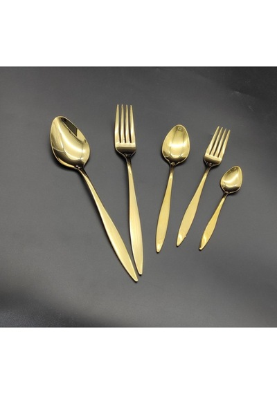 Carmen 60 Prç (Yemek Bıçaksız) Titanyum Gold Çatal  Kaşık Seti
