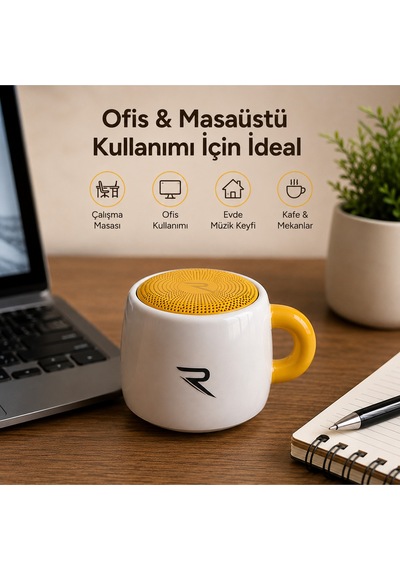 Kahve Kupa Tasarımlı Taşınabilir Hoparlör Mini Kablosuz Bluetooth Hoparlör Bluetooth 5.4 5w Güçlü Ses Soundcup Ry-sc01
