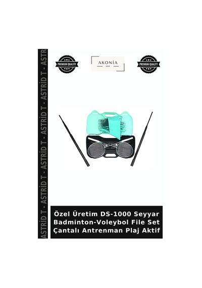 Özel Üretim Ds-1000 Seyyar Badminton-voleybol File Set Çantalı Antrenman Plaj Aktif Çok Renkli