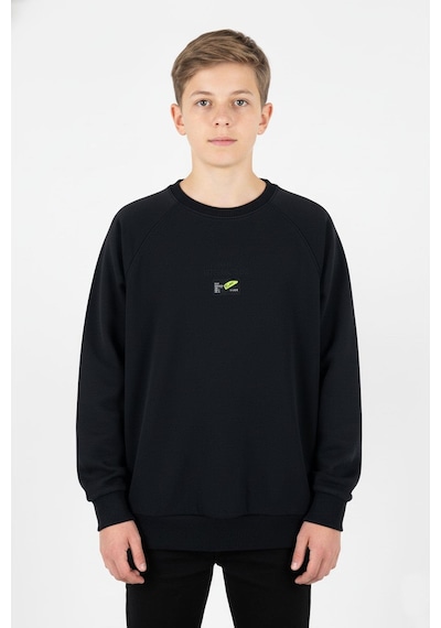 Kanguru Cepli Baskılı Detaylı Erkek Çocuk Sweatshirt-90884 Siyah
