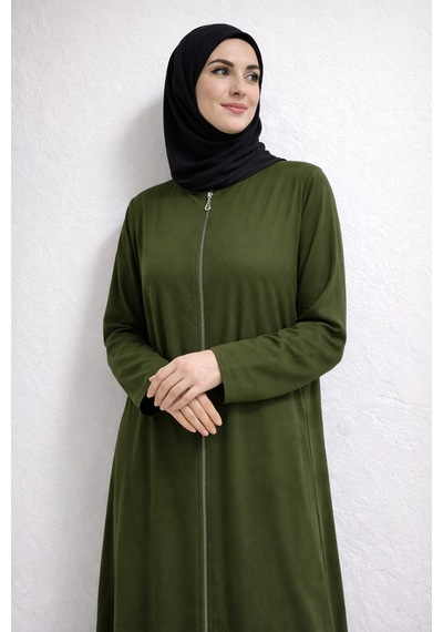 Bilenler Fermuarlı Viskon Namaz Elbisesi /ferace Yeşil