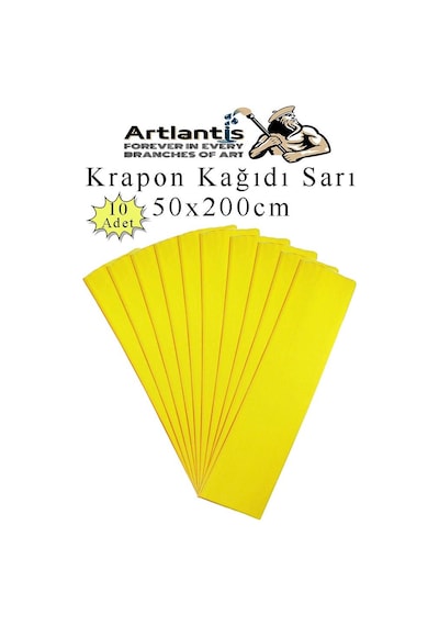 Renkli Krapon Kağıdı 50x200 Cm 10 Adet Renkli Grapon Kağıdı Okul Sınıf Etkinlik Kreş Okul Öncesi Kırapon Grafon Sarı