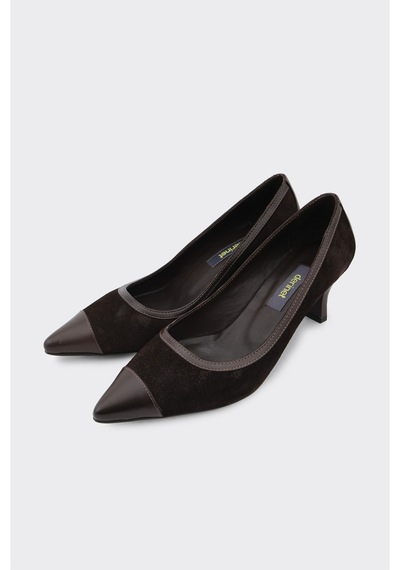 Derinet Hakiki Deri Topuklu Kadın Stiletto Kahve Kahve