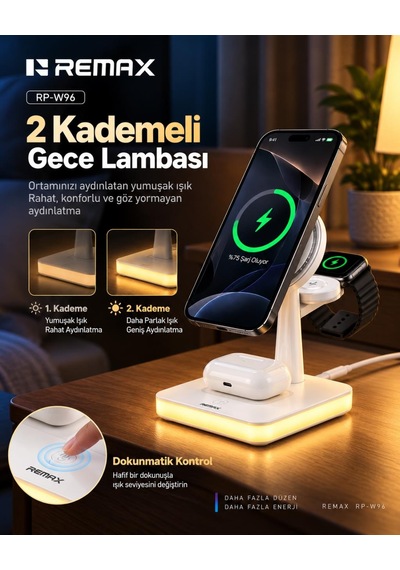 33w Aydınlatmalı 3 Ü 1 Arada Kablosuz Şarj Cihazı