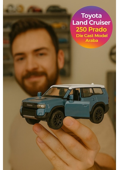 Uzak Doğu Serisi Toyota Land Cruiser 250 Prado Mavi Açılır Kapılar Diecast Metal Model Araba 11 Cm 1:32