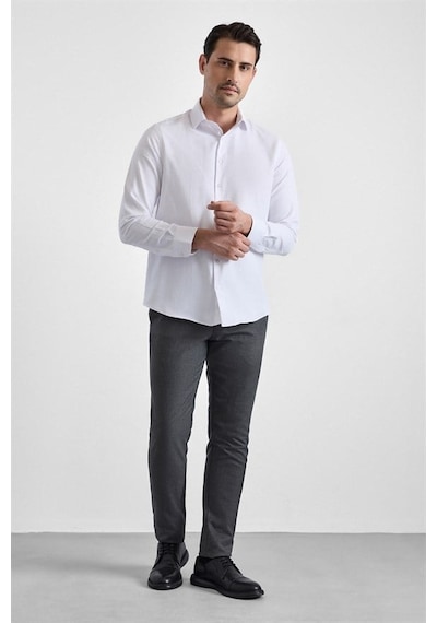 Süvari Beyaz Regular Klasik Yaka Casual Gömlek Sgm2025300001-bey