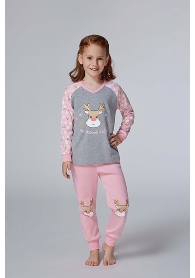 Roly Poly Kız Çocuk V Yaka Pijama Takım (2953) (1-4 Yaş)