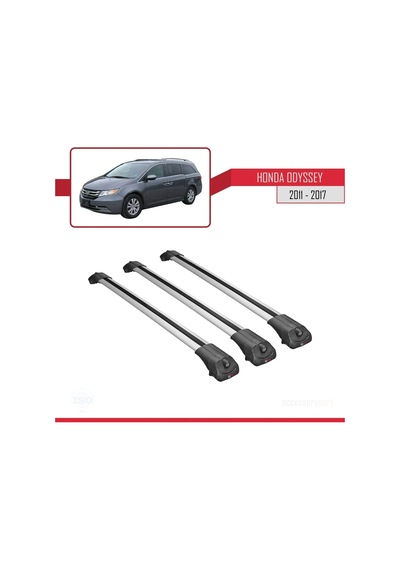 Honda Odyssey 2011-2017 Arası İle Uyumlu Ace-1 Ara Atkı Tavan Barı Gri 3 Adet Bar
