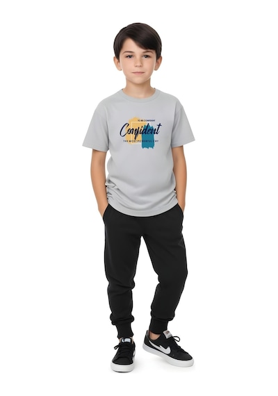 Fyk Kids Erkek Çocuk The Most Yazı Baskılı Alt-üst Yazlık Takım Gri