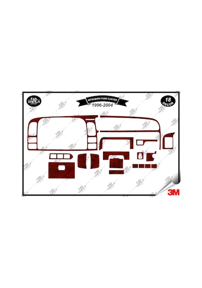 Mitsubishi Fuso Canter 1996-2004 Torpido Konsol Trim Göğüs Maun Kaplama Set 18 Parça Maun
