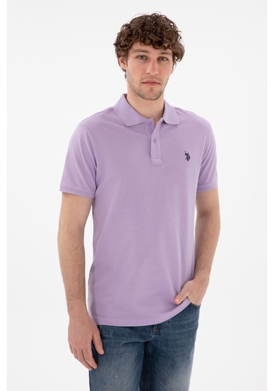 U.S. Polo Assn. Erkek Slim Fit Polo Yaka Lila Basic Tişört 50297984-VR034