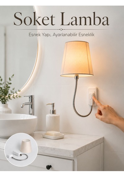 Soket Tipi Ayarlanabilir Başlıklı Dekoratif Gece Lambası Çok  Renkli