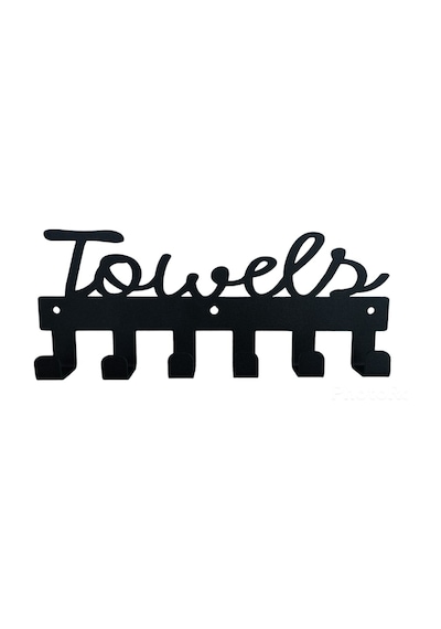 Aju Towels Havlu Askısı Kancalı Duvara Monte Paslanmaz Su Geçirmez Havlu Bornoz Giysi Askısı Şık Tasarım Siyah