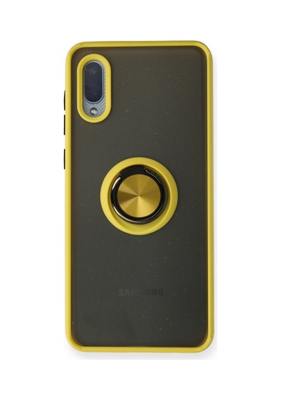 Samsung Galaxy Uyumlu   A02 Kılıf Montreal Yüzüklü Silikon Kapak - Sarı