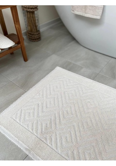 Labirent Doğal Pamuklu 2'li Banyo Paspas Seti 60x100+50x60 Cm - Ekru