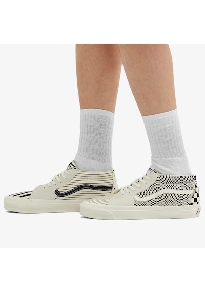Vans Unisex Sk8-mid Reissue 83 Lx Pattern Clash Marshmallow Beyaz Sneaker Beyaz