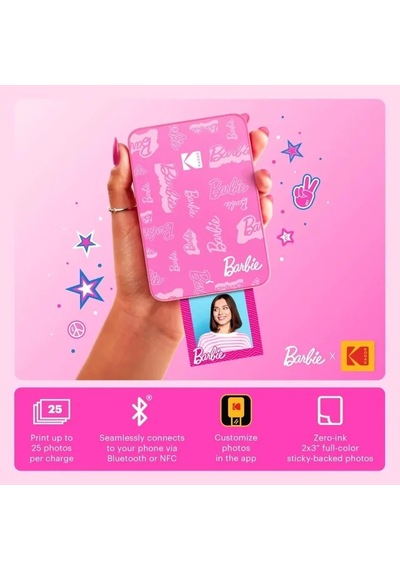 Kodak Step Anında Renkli Fotoğraf Yazıcısı Barbie Signature Printer Siyah
