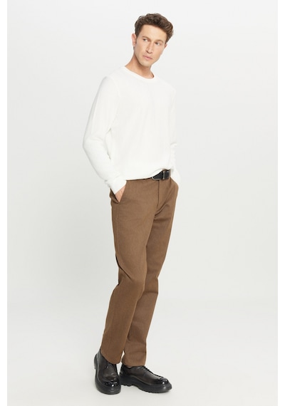 Altınyıldız Classıcs Erkek Acıkahve Pamuklu Regular Fit Normal Kesim Diagonal Desenli Yan Cepli Esnek Casual Pantolon