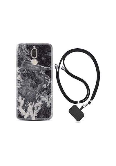 Huawei Mate 10 Lite Kılıf Boyun Askılı Black Marble 4 1383