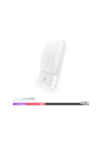 ACK 20W Sensörlü İç ve Dış Mekan LED Duvar Apliği 6500K Beyaz ACK 20W Sensörlü İç ve Dış Mekan LED Duvar Apliği 6500K Beyaz