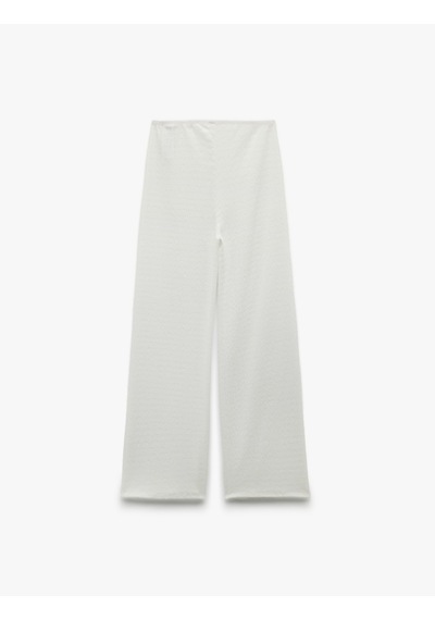 Koton Bürümcük Kumaş Düz Geniş Paça Pantolon Beyaz 5sak40060ek Beyaz