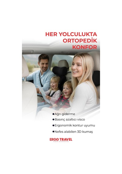 Carfort Küçük Visco Araç Boyun Yastığı Ortopedik Oto Koltuk Boyun Desteği Siyah - Ergo Travel