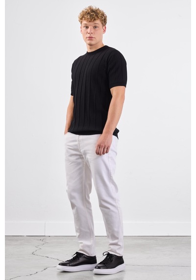 Dufy Siyah Fitilli Erkek Triko - Slim Fit SIYAH