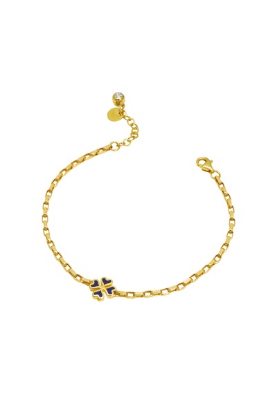 Debora Jewelry 14 Ayar Altın Lacivert Mineli Yonca Bileklik