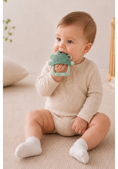 Babyjem Crabby Tutma Halkalı Silikon Diş Kaşıyıcı Soft Yeşil