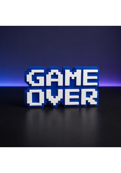 Game Over Yazılı Mavi Dekoratif Masa Süsü, 3d Baskı Retro Gamer Biblo, Oyuncu Odası Dekoru
