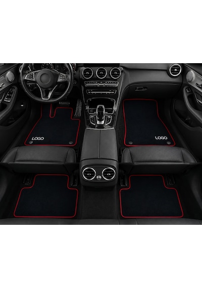 Oto Halı Paspas Seti Mercedes Amg Gt / Gt C Roadster 2017+ Uyumlu - Siyah Kırmızı Kenarlı